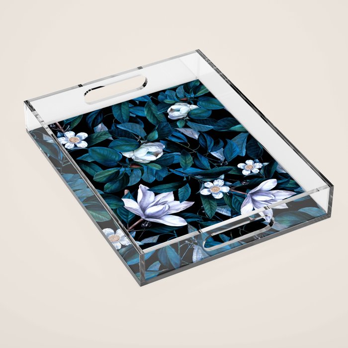 Moon Night Flowers Acrylic Tray Gallery Image 1