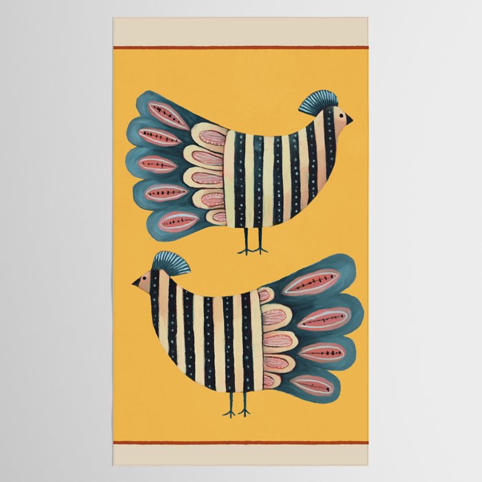 Striped Bird Pair II Tablecloth Gallery Image 2