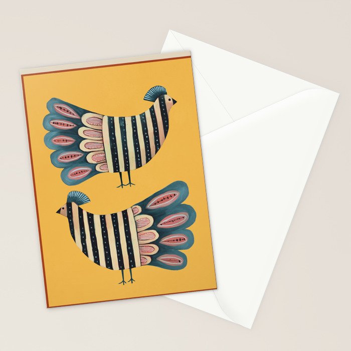 Striped Bird Pair II Stationery Card Gallery Image 2