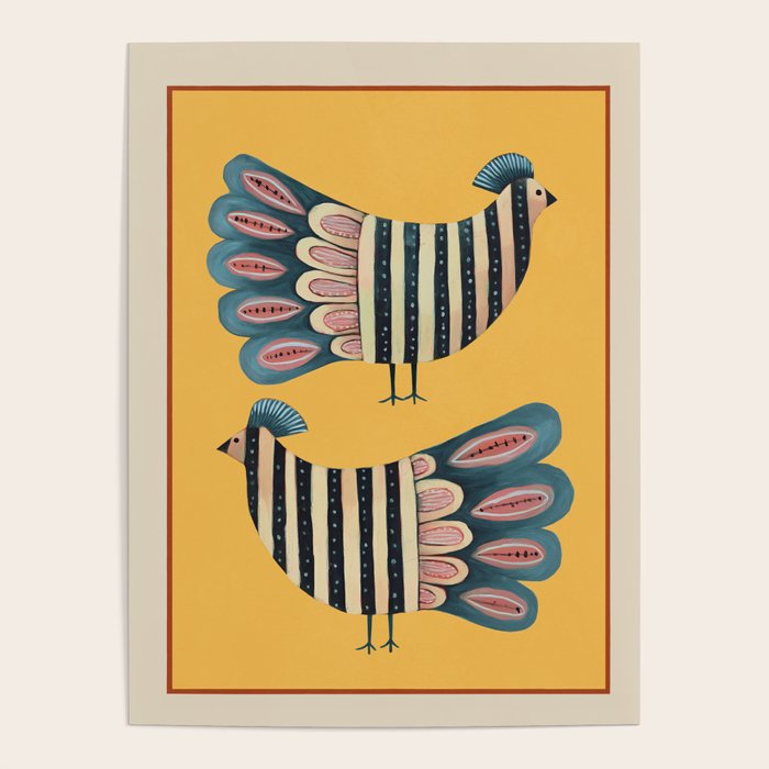 Striped Bird Pair II Poster Gallery Image 1