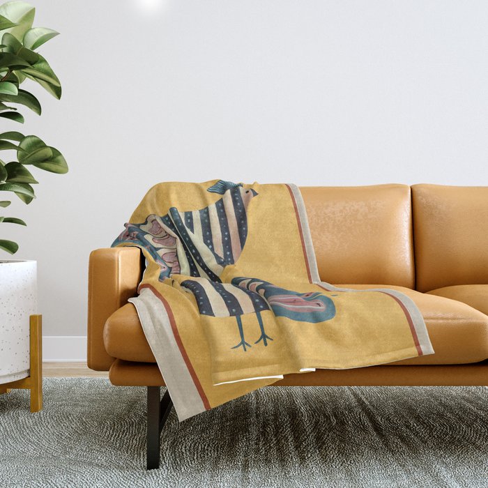 Striped Bird Pair II Throw Blanket Gallery Image 1