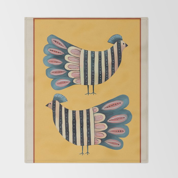Striped Bird Pair II Throw Blanket Gallery Image 2
