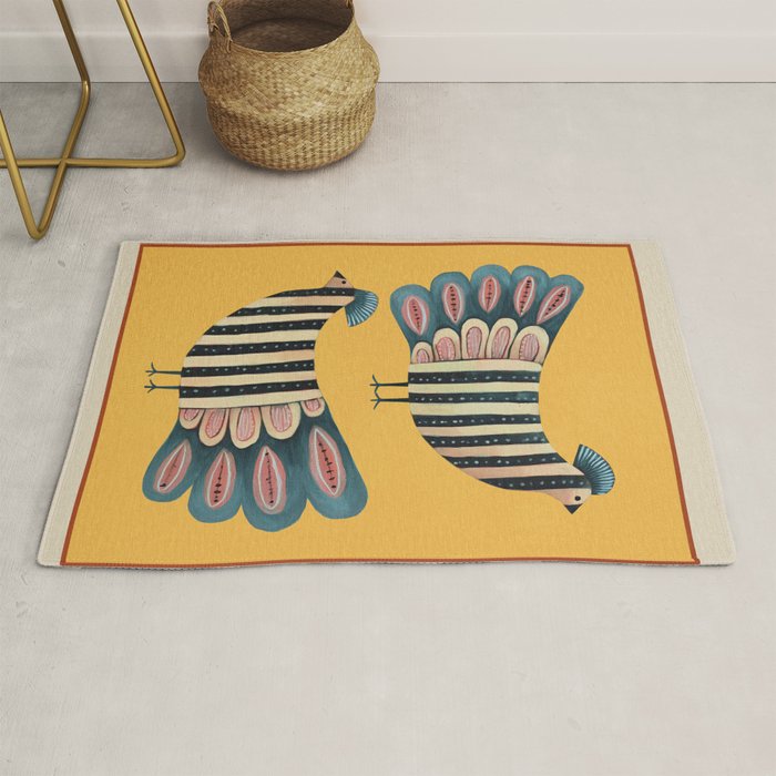 Striped Bird Pair II Rug Gallery Image 1