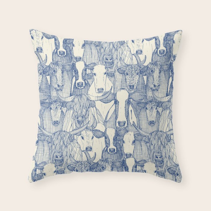 just cattle classic blue pearl Throw Pillow Gallery Image 6