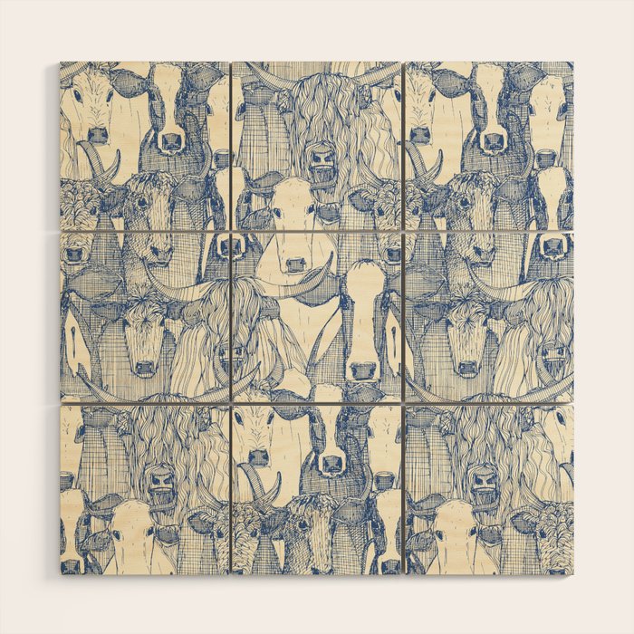 just cattle classic blue pearl Wood Wall Art Gallery Image 1