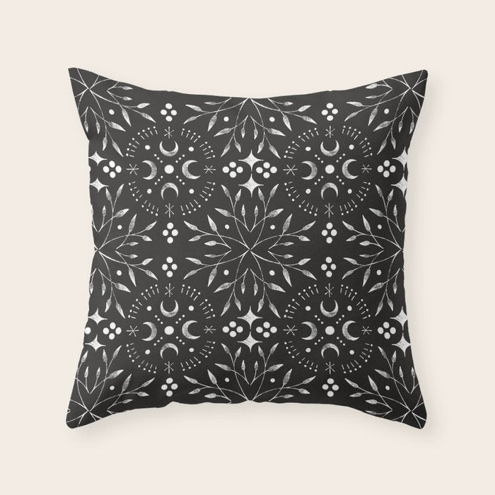 Mystical mosaic lunar phases BN Throw Pillow Gallery Image 6
