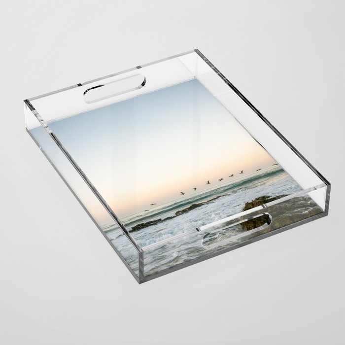 Birds at sunset | Playa Santa Teresa Costa Rica | Travel photography Acrylic Tray Gallery Image 1