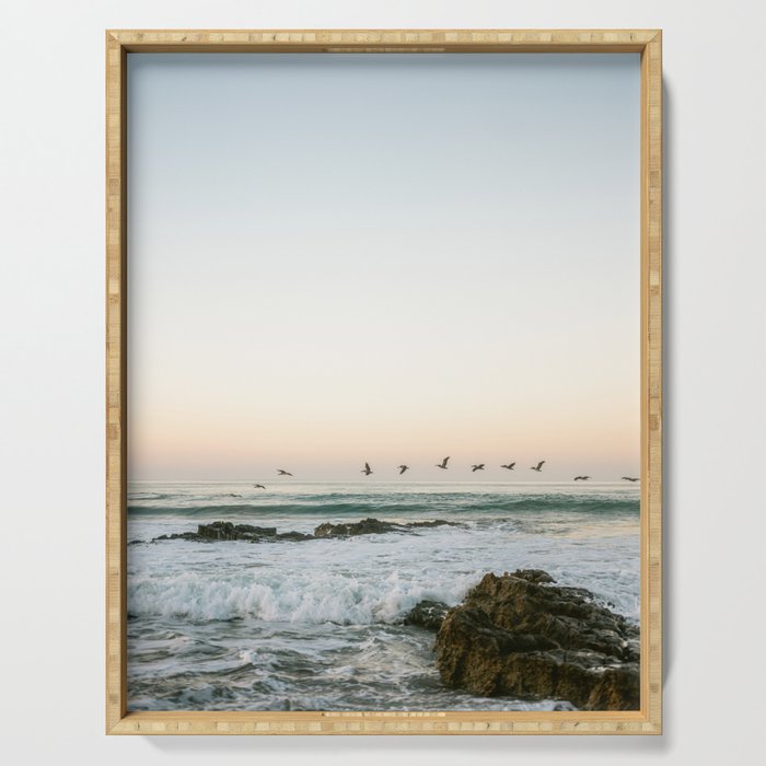 Birds at sunset | Playa Santa Teresa Costa Rica | Travel photography Serving Tray Gallery Image 1
