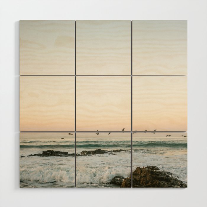 Birds at sunset | Playa Santa Teresa Costa Rica | Travel photography Wood Wall Art Gallery Image 1