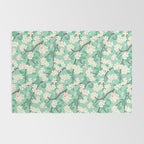 Apple Blossoms Pattern on Green Rug Gallery Image 2