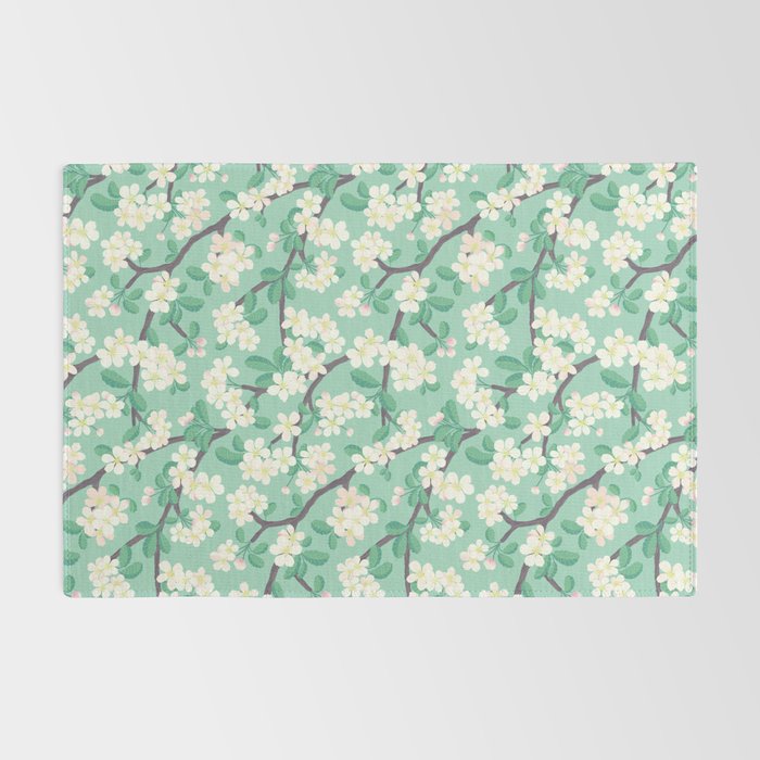 Apple Blossoms Pattern on Green Rug Gallery Image 2