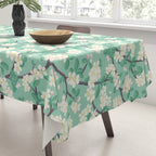 Apple Blossoms Pattern on Green Tablecloth Gallery Image 3