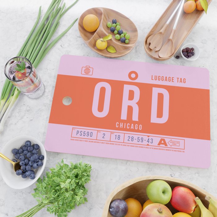 Luggage Tag B - ORD Chicago USA Cutting Board Gallery Image 2