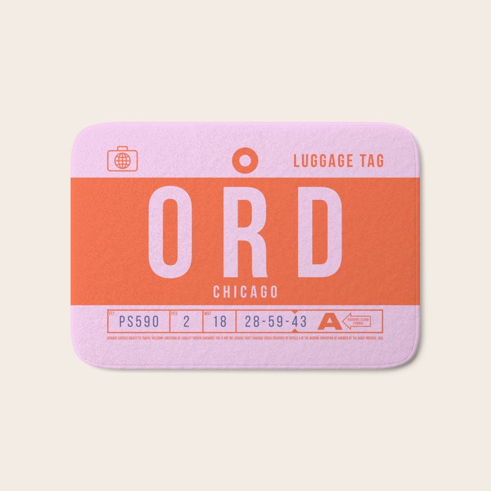 Luggage Tag B - ORD Chicago USA Bath Mat Gallery Image 1