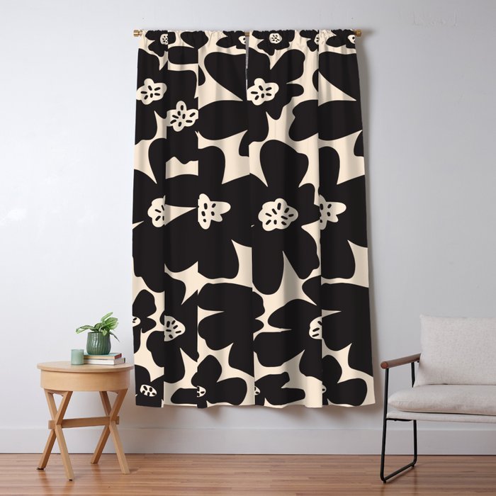 Black and White Retro Daisy Window Curtain Gallery Image 5