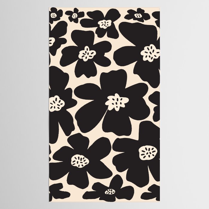 Black and White Retro Daisy Tablecloth Gallery Image 2