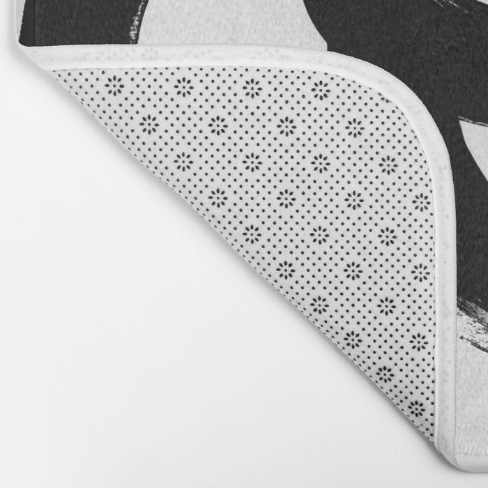 Black & White Minimalist Abstract Mid century Ink Art Dark Brush Strokes Bath Mat Gallery Image 2