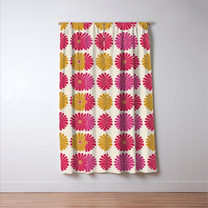 Retro Summer Daisies VII Window Curtain Gallery Image 3