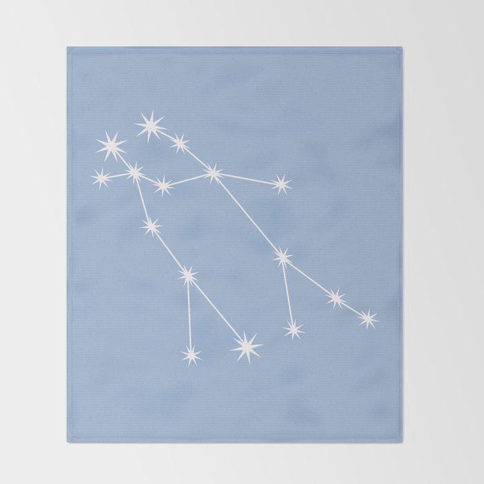 Gemini Zodiac Star Constellation Line Art Sky Blue Throw Blanket Gallery Image 2