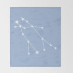 Gemini Zodiac Star Constellation Line Art Sky Blue Throw Blanket Gallery Image 2