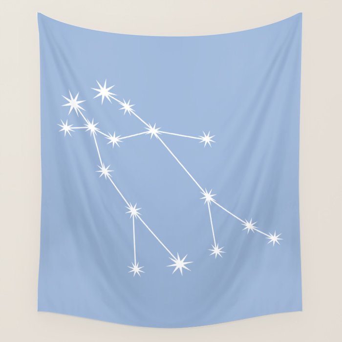 Gemini Zodiac Star Constellation Line Art Sky Blue Wall Tapestry Gallery Image 4