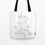 Poppy Flowers Line Art Tote Bag Gallery Image 1