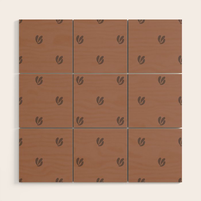 Leafy pattern - mocha mousse Wood Wall Art Gallery Image 1