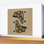Retro Roller Skates - Teal & Yellow Palette Wall Mural Gallery Image 2