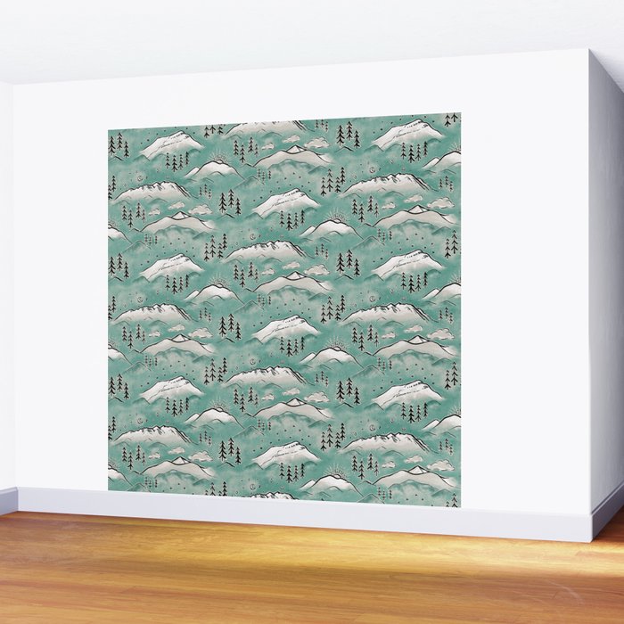 Monte Vista - Turquoise and silver Wall Mural Gallery Image 2