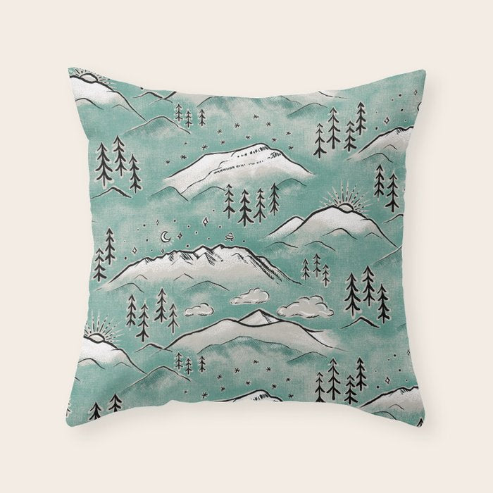 Monte Vista - Turquoise and silver Throw Pillow Gallery Image 1
