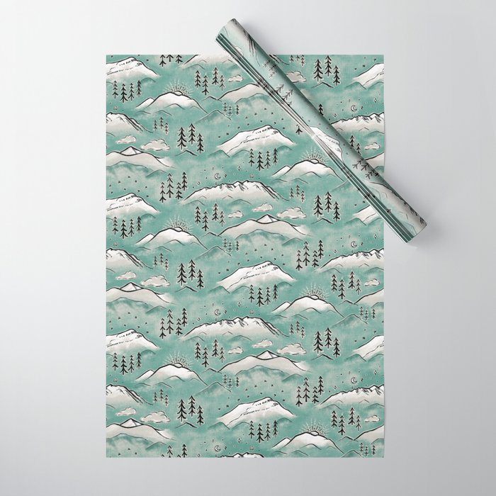 Monte Vista - Turquoise and silver Wrapping Paper Gallery Image 1