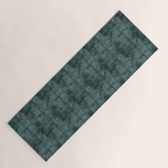 cadence triangles - dark green Yoga Mat Gallery Image 1