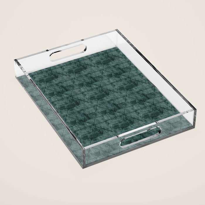 cadence triangles - dark green Acrylic Tray Gallery Image 1