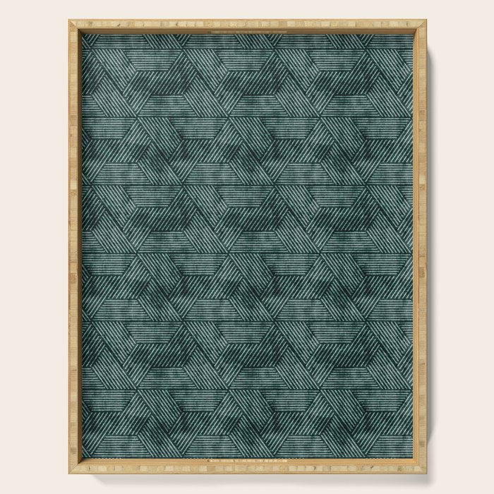 cadence triangles - dark green Serving Tray Gallery Image 1