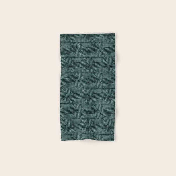 cadence triangles - dark green Bath Towel Gallery Image 1
