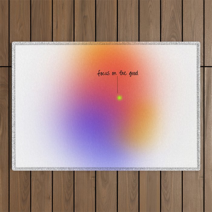Focus On The Good: Aura-Gradient-Quote-Decor Outdoor Rug Gallery Image 1
