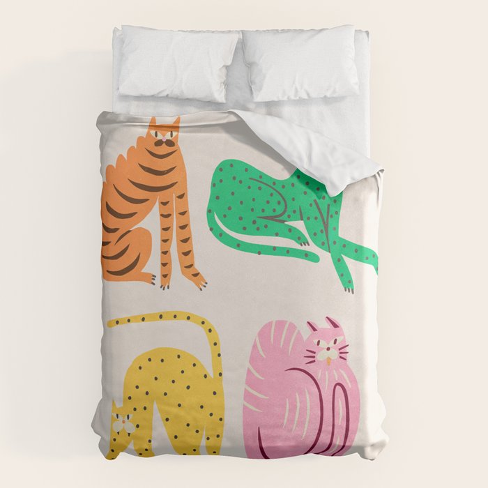 Pop Cats: Modern Collage Pop Art Duvet Cover Gallery Image 1