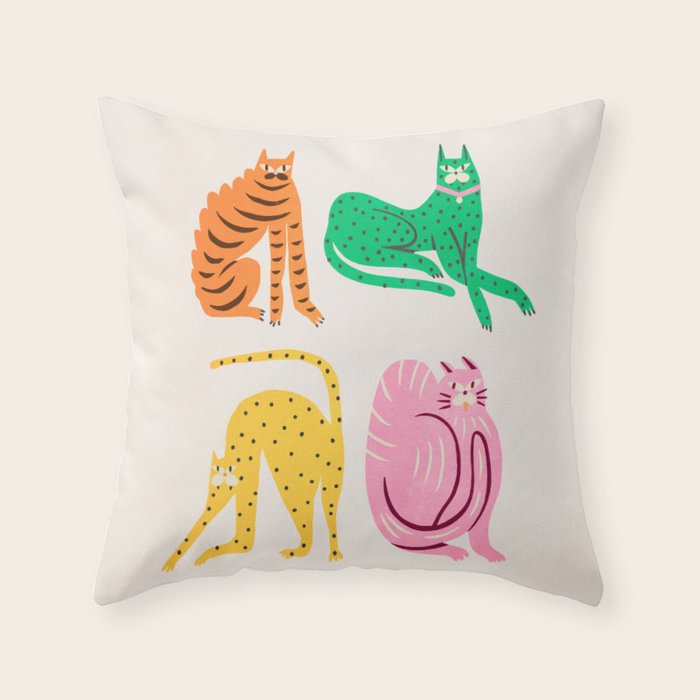 Pop Cats: Modern Collage Pop Art Throw Pillow Gallery Image 6