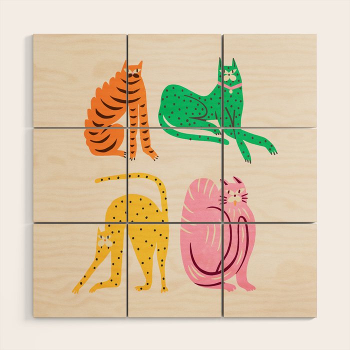 Pop Cats: Modern Collage Pop Art Wood Wall Art Gallery Image 1