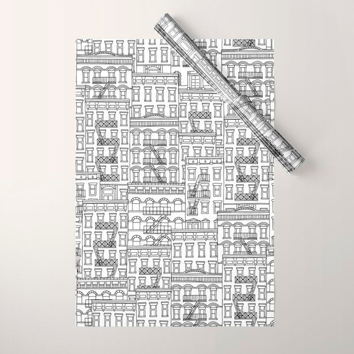 New York Hand Drawn Illustration Wrapping Paper Gallery Image 1