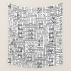 New York Hand Drawn Illustration Wall Tapestry Gallery Image 4