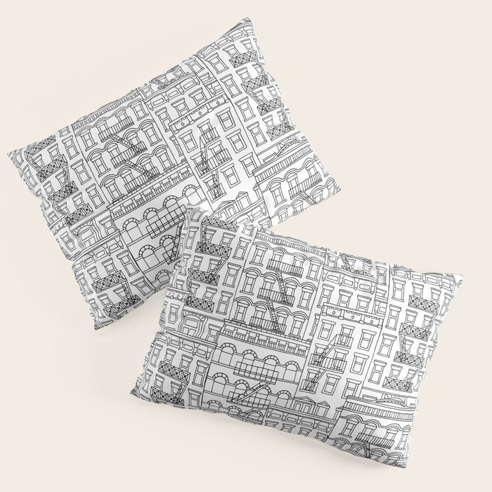 New York Hand Drawn Illustration Pillow Sham Gallery Image 1