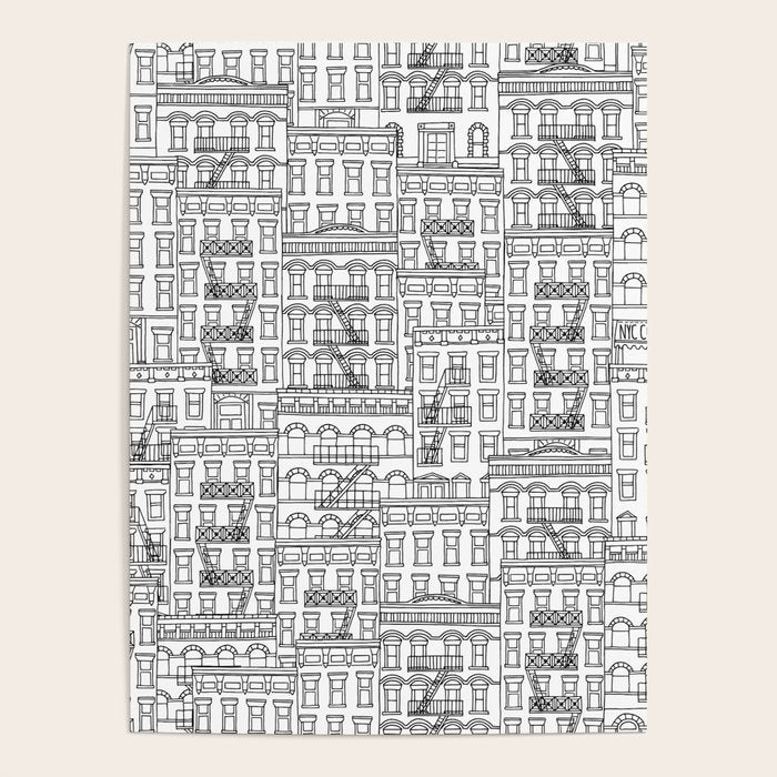 New York Hand Drawn Illustration Poster Gallery Image 1