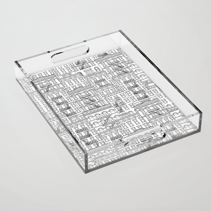New York Hand Drawn Illustration Acrylic Tray Gallery Image 1