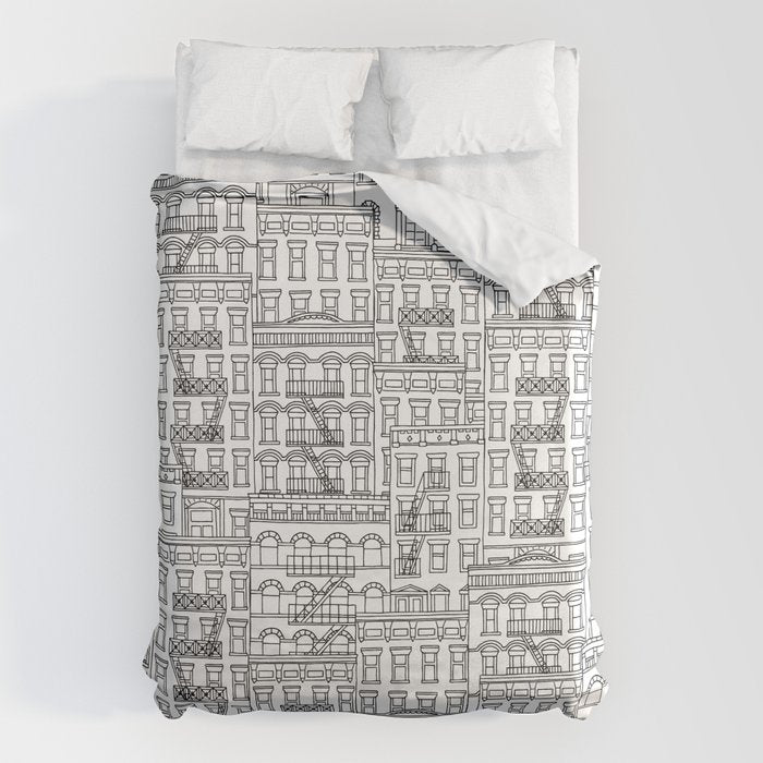 New York Hand Drawn Illustration Duvet Cover Gallery Image 1