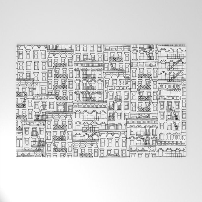 New York Hand Drawn Illustration Welcome Mat Gallery Image 1