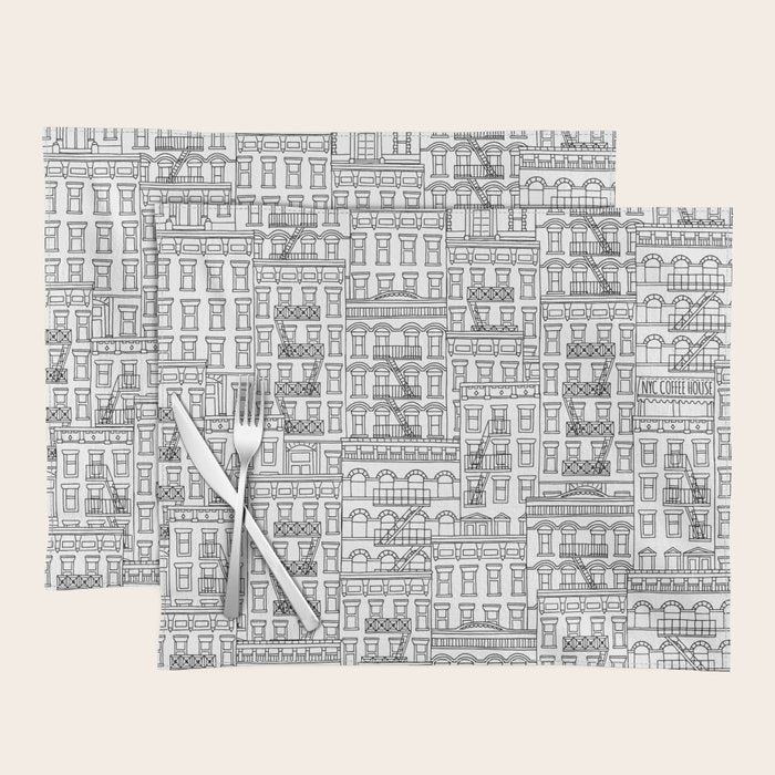 New York Hand Drawn Illustration Placemat Gallery Image 1