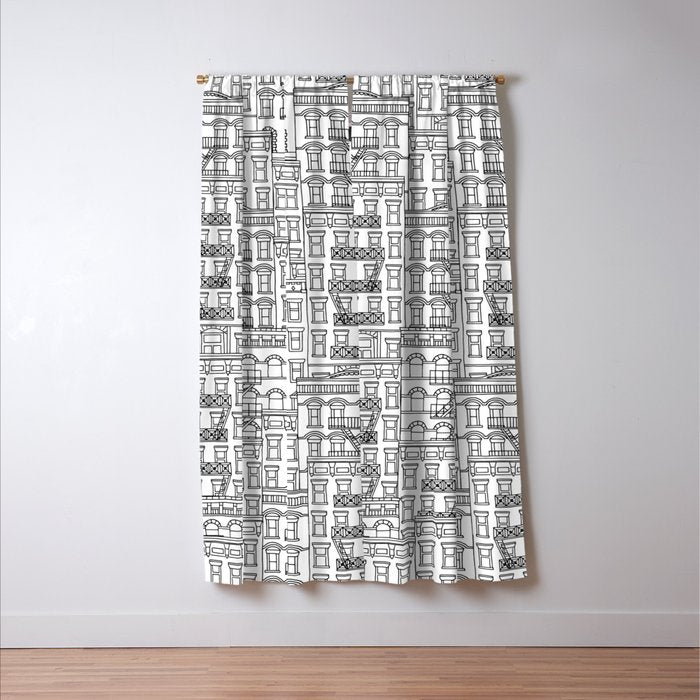 New York Hand Drawn Illustration Window Curtain Gallery Image 3