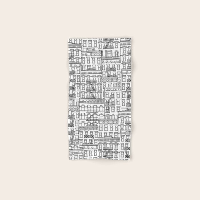 New York Hand Drawn Illustration Bath Towel Gallery Image 1