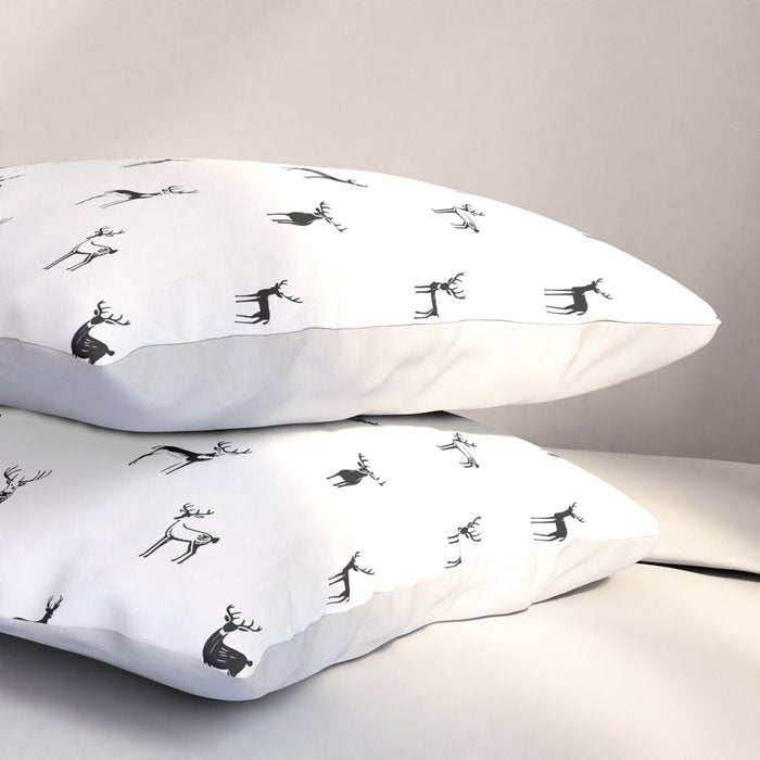 Reindeer animal doodle art pattern Pillow Sham Gallery Image 3